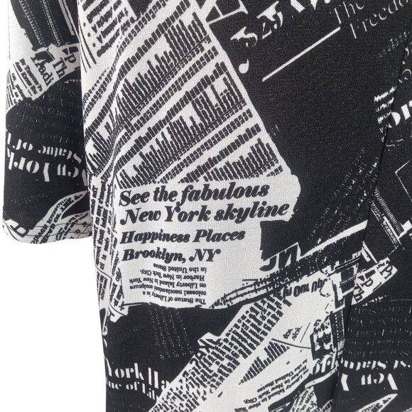 Jostar Womens Knit Dress M Newsprint New York Times Newspaper Brooklyn Graphic - Picture 8 of 10